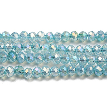 Transparent Baking Painted Glass Beads Strands DGLA-F002-02B-02-1