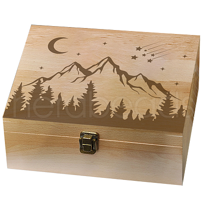 Rectangle Wooden Memory Keepsake Boxes with Lids CON-WH0101-022-1