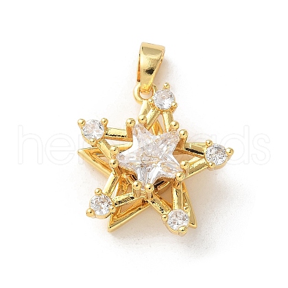 Brass Micro Pave Clear Cubic Zirconia Pendants ZIRC-D276-01G-I-1