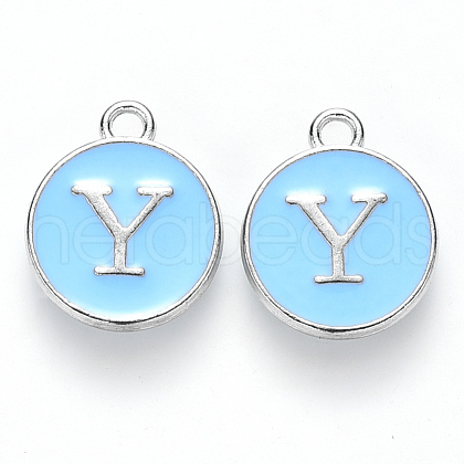 Platinum Plated Alloy Enamel Charms X-ENAM-S118-04Y-P-1