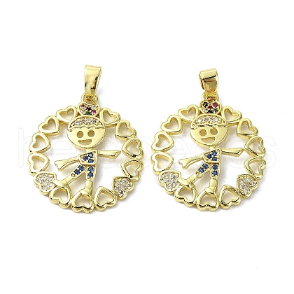 Rack Plating Brass Micro Pave Cubic Zirconia Pendants KK-R157-13A-G-1