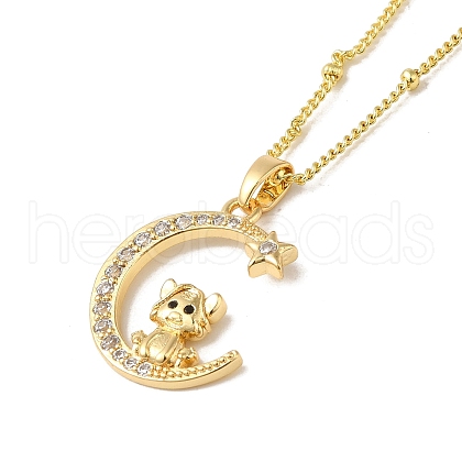 Brass Micro Pave Clear Cubic Zirconia Pendants Necklaces NJEW-K269-05G-06-1