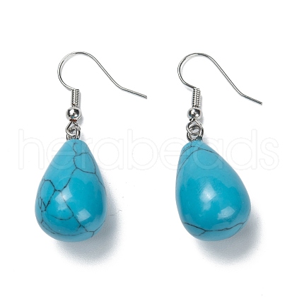 Synthetic Turquoise Dangle Earrings X-EJEW-P143-C17-1