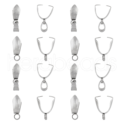 SUPERFINDINGS 80Pcs 8 Style 201 Stainless Steel Pendant Pinch Bails STAS-FH0001-73-1