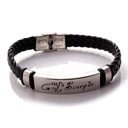 Braided Leather Cord Bracelets PW-WG99416-08-1