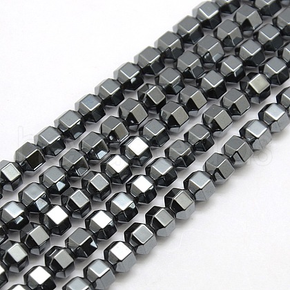 Magnetic Synthetic Hematite Faceted Polygon Beads Strands G-L204D-01B-1