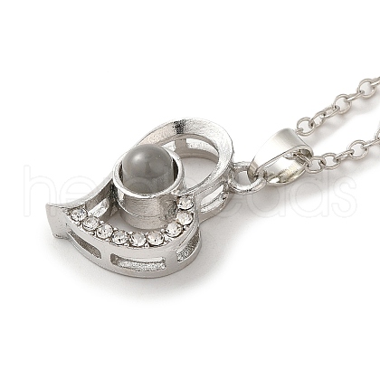 I Love You in 100 Languages Glass Projection Necklace NJEW-M204-01E-P-1