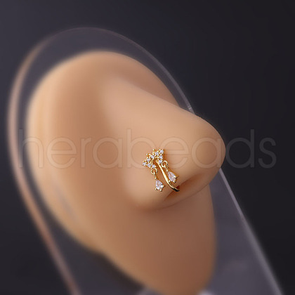 Brass Micro Pave Clear Cubic Zirconia Butterfly Clip on Nose Rings WG964A9-16-1