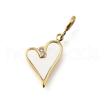 Heart 304 Stainless Steel Rhinestone Pendant Decorations STAS-H202-03G-1