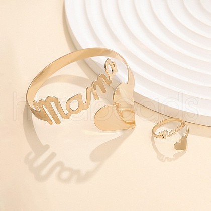 Mother's Day Alloy Cuff Bangles & Rings Sets for Women FS-WG4A891-02-1