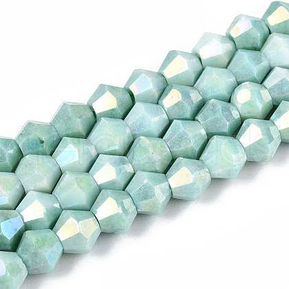 Electroplate Bicone Glass Beads Strands EGLA-T021-6mm-16-07-1