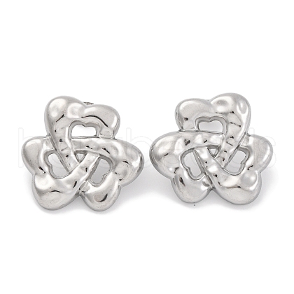 Non-Tarnish Flower 304 Stainless Steel Stud Earrings EJEW-H013-27P-1