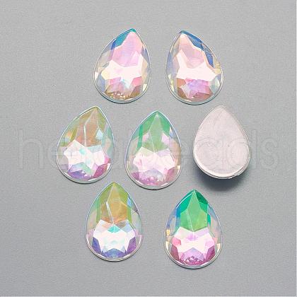 Acrylic Rhinestone Flat Back Cabochons GACR-Q010-10x14-16AB-1