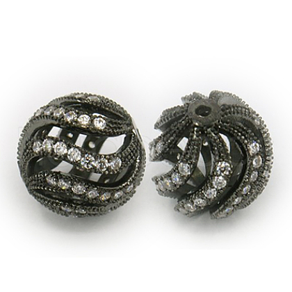 Brass Cubic Zirconia Beads ZIRC-F001-30B-1