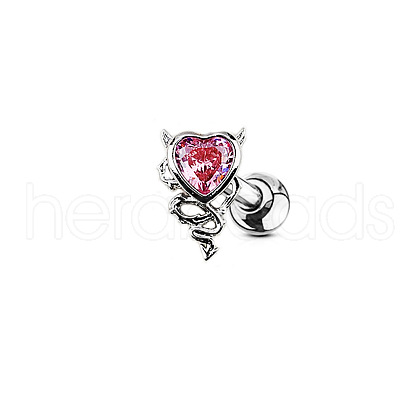 Heart Brass Rhinestone Cartilage Earrings WG9DF78-03-1