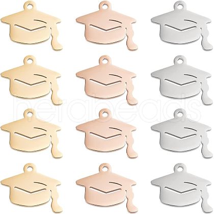 Unicraftale 12Pcs 3 Colors 304 Stainless Steel Pendants STAS-UN0040-12-1