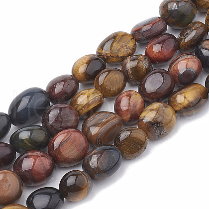 Natural Tiger Eye Beads Strands X-G-S331-8x10-025-1