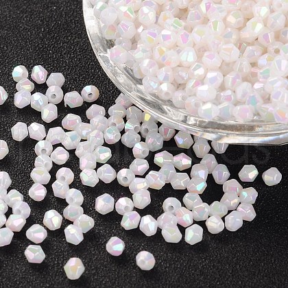 Bicone AB Color Plated Eco-Friendly Transparent Acrylic Beads TACR-A003-4mm-78-1