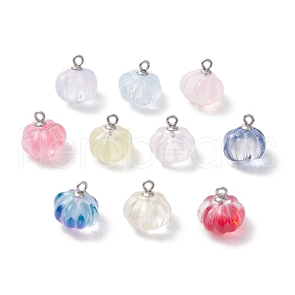 Transparent Spray Paint Glass Pendants PALLOY-JF03496-02-1