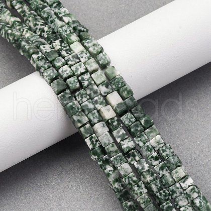 Natural Green Spot Jasper Beads Strands G-G002-A09-1