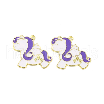 Golden Plated Alloy Enamel Pendants ENAM-Z017-01G-1