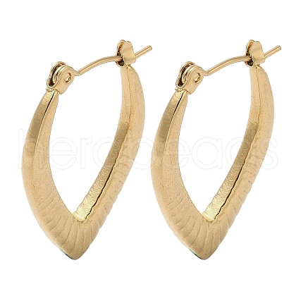Leaf 201 Stainless Steel Half Hoop Earrings for Women EJEW-G385-23G-1