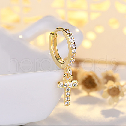 Brass Micro Pave Clear Cubic Zirconia Hoop Earrings WGE85EC-20-1