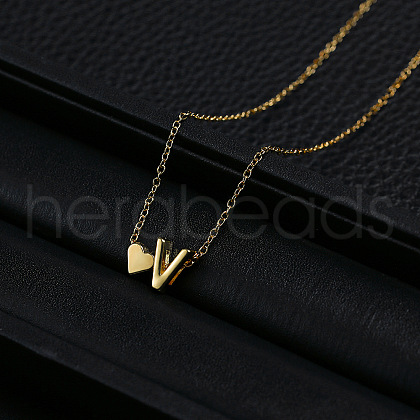 Alloy Letter Heart Pendant Necklaces for Women WGBB55E-18-1