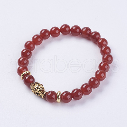 Natural Carnelian Beads Stretch Bracelets BJEW-E325-D21-1