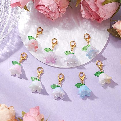 Acrylic Campanula Pendant Decorations HJEW-JM02768-1