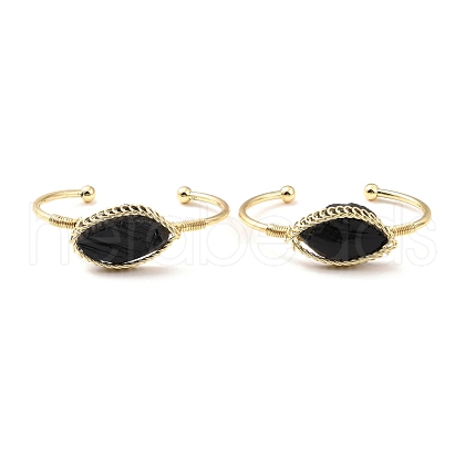 Natural Obsidian Horse Eye Wrapped Cuff Bangle G-D458-02G-09-RS-1