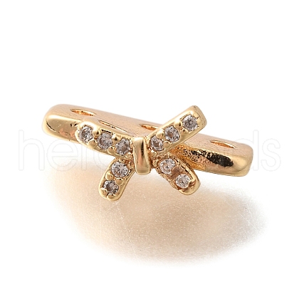Brass Micro Pave Clear Cubic Zirconia Spacer Bars KK-C031-47G-1