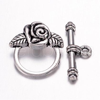 Tibetan Style Rose Toggle Clasps for Valentine's Jewelry Making X-LF0026Y-NF-1