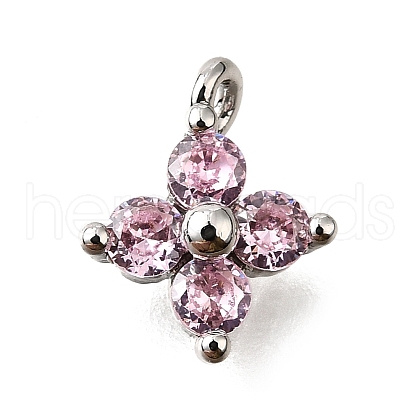 Brass Micro Pave Cubic Zirconia Pendants KK-D356-07H-P-1