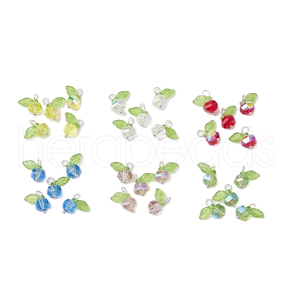 Transparent Electroplate Glass Beads with Transparent Acrylic Charms and Brass Ball Head pins Pendants PALLOY-JF03593-02-1