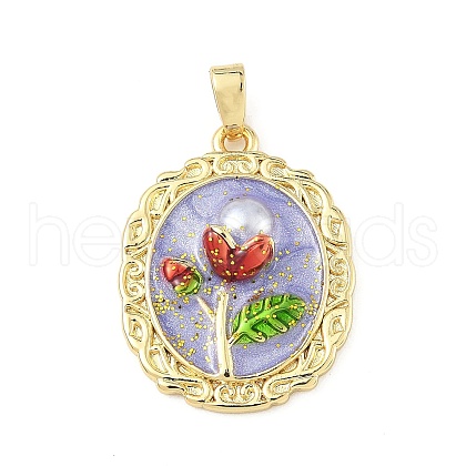 Brass Enamel Pendants KK-D358-01B-G-1