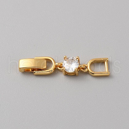 Extender Clasps Brass Cubic Zirconia Fold Over Extension Clasps Golden and Platinum Watch Band Extension Clasps  KK-WH20004-02C-G-1
