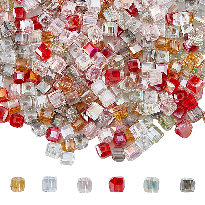 DICOSMETIC 300Pcs 6 Colors Transparent Electroplate Glass Beads Strands EGLA-DC0001-05-1