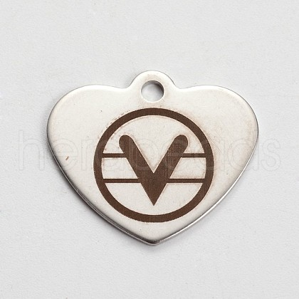 Tarnish Resistant Stainless Steel Heart Pendants STAS-L165-E05-1