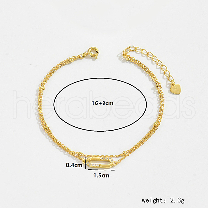 S925 Sterling Silver Micro Pave Clear Cubic Zirconia Double Layer Link Bracelets VZ1450-1-1