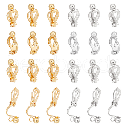 Unicraftale 40Pcs 2 Colors Brass Clip-on Earring Findings. with Loop KK-UN0001-76-1