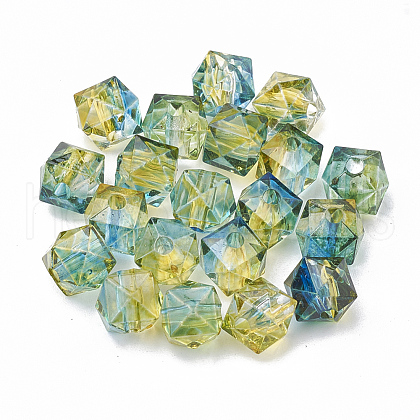 Two Tone Transparent Spray Painted Acrylic Beads ACRP-T005-26B-1