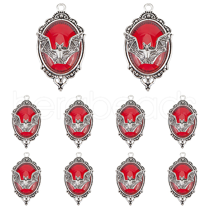 SUNNYCLUE 10Pcs Halloween Alloy Oval Pendants FIND-SC0011-18A-1