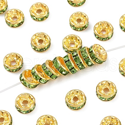 Brass Grade A Rhinestone Spacer Beads RSB038NF-10G-1