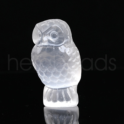 Owl Natural Selenite Figurines DJEW-PW0021-10-1