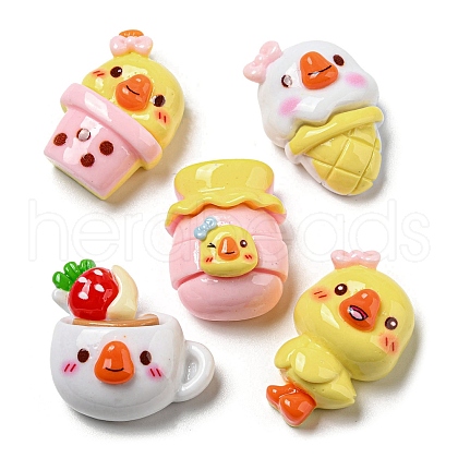 Cartoon Duck Opaque Resin Cabochons RESI-D006-02-1