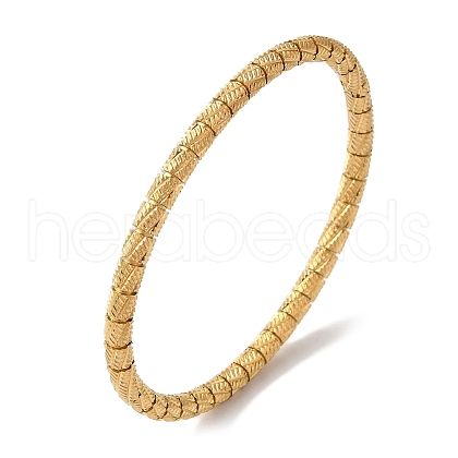 Texture Ion Plating(IP) 304 Stainless Steel Bangles for Women BJEW-K252-01G-1