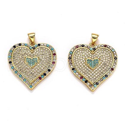 Brass Micro Pave Cubic Zirconia Pendants ZIRC-L100-028G-1