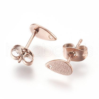 Ion Plating(IP) 304 Stainless Steel Stud Earring Findings for Dangle Charms X-STAS-L216-05A-RG-1
