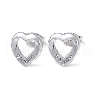 304 Stainless Steel Hollow Out Heart Stud Earring Finding EJEW-I285-08P-1